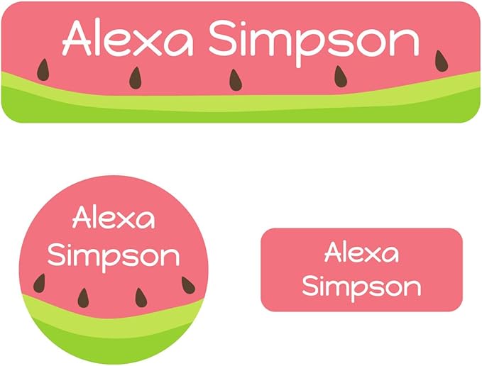 Name Bubbles - Kids Custom Name Labels for Daycare, School, Camp (102 Labels) - Personalized Waterproof Name Stickers for Clothes Tags, Lunch Boxes, Water Bottles, & School Supplies (Watermelon)