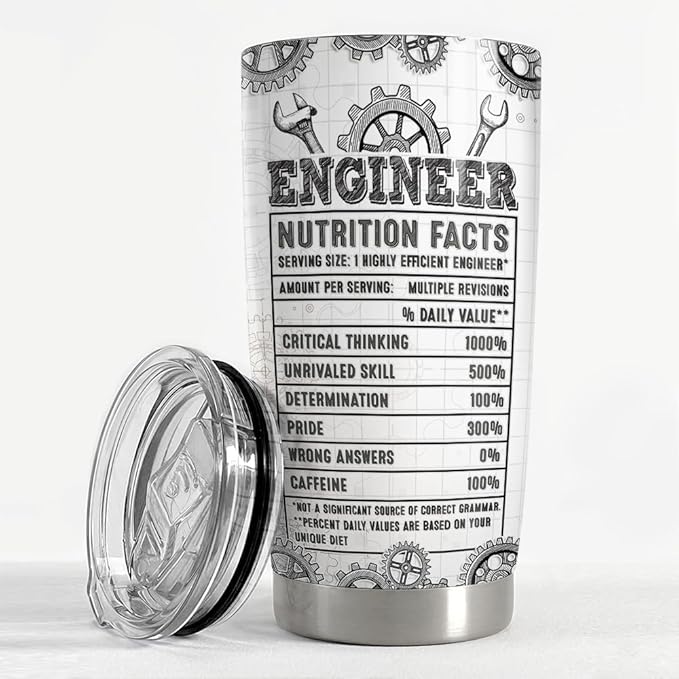 SANDJEST Engineer Tumbler 20oz Engineer Gifts for Men Engineers Stainless Steel Insulated Tumblers Coffee Travel Mug Cup Engineering Gift for Birthday Christmas