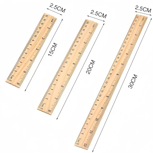 Wooden Ruler Rulers Bulk Wood Measuring Ruler for Students Office School Supplies，Wood Ruler for School, Classroom, Home, and Office (Medium Size, 6)