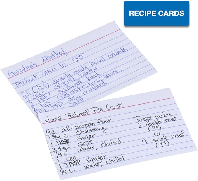 Mead Lined Index Cards, Note Cards, Ruled, 100 Count, 3" x 5", White (63350) (Pack of 2)