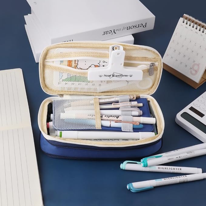 iSuperb Foldable Pencil Case Zipper Big Capacity Aesthetic Canvas Pencil Pouch Compartments Stationery Organizers Pen Bag for Kids Girls Boys Teen Child Student School Supplies Makeup Bags