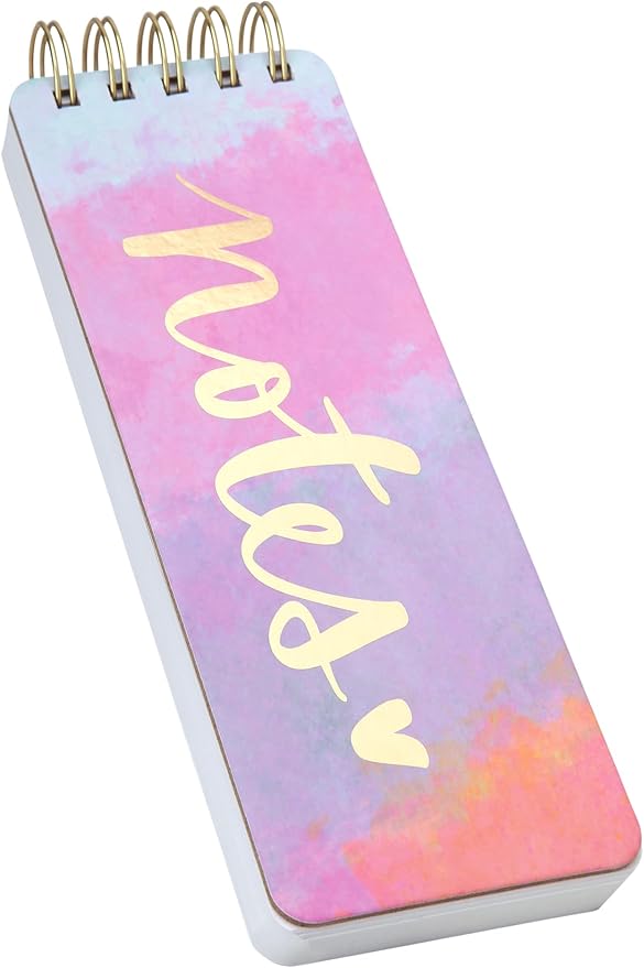 Eccolo Dayna Lee Spiral Memo List Pad, Sturdy Covers, 3x8.5", 300 Pages, Splashy Notes