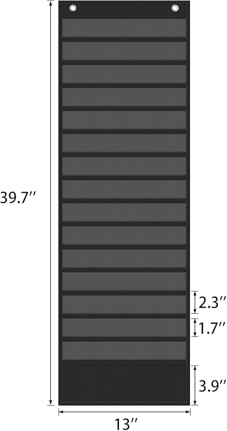 15+1 Pockets Daily Schedule Pocket Chart, Classroom Visual Schedule for Kids with 24 Double Sided Reusable Cards, Classroom Pocket Chart for Office Home Preschool Daily Use, Boho Black