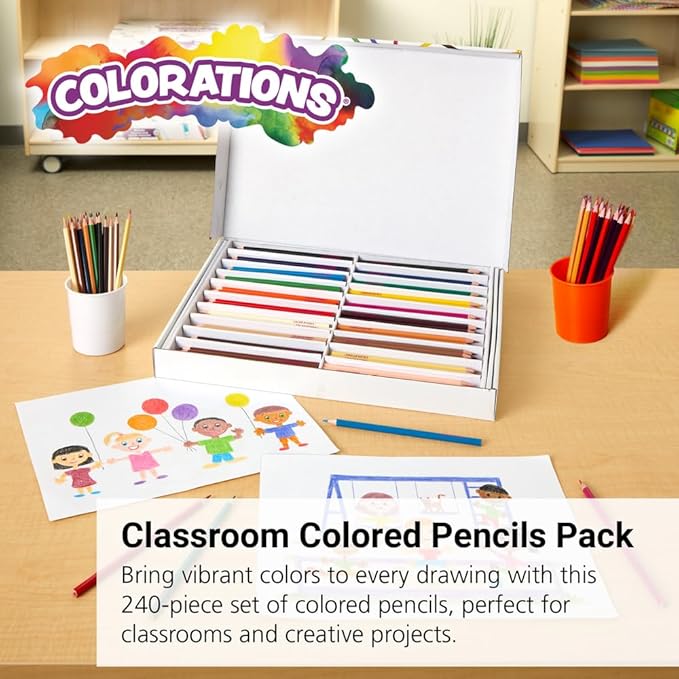 Colorations Classroom Pack Colored Pencils - Set of 240 - Bulk Arts and Crafts Supplies, Ages 3+, Classroom Essentials