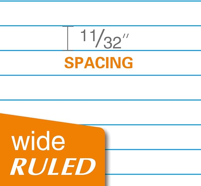 Kaisa loose Leaf Paper Filler Paper 1800 Sheets 8"x10.5",Wide Ruled, 3-Hole Punched for 3-Ring Binders, Carton of 12pack