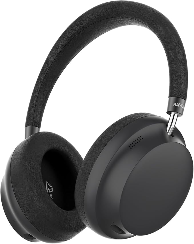 Raycon Essential Bluetooth Headphones - Over The Ear, Active Noise Cancelling Wireless Headphones + Awareness Mode, Bluetooth Headset with Mic, 50 Hours of Battery Life (Black)