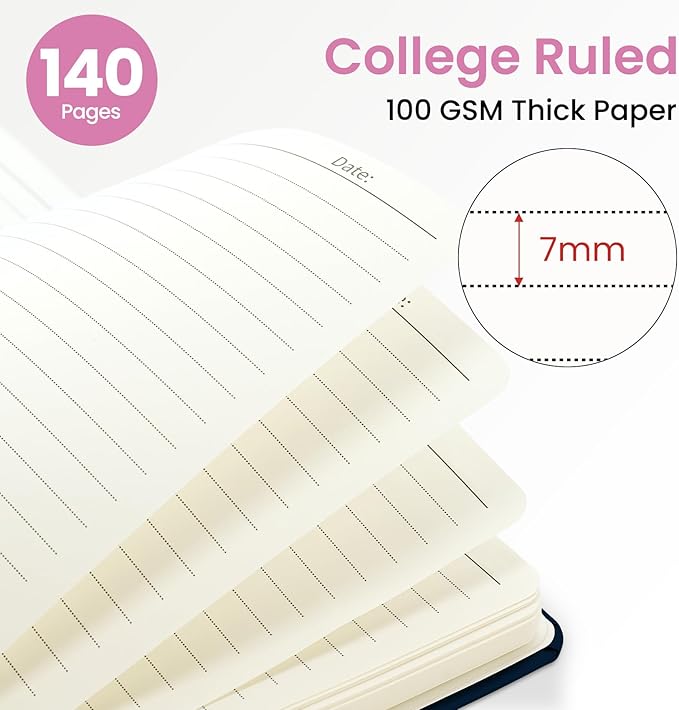 ZOTIA Lined Spiral Journal for Women, A5 Cute Hardcover College Ruled Notebook for Work, School & Note Taking, Aesthetic Writing Journal, 140 Pages (5.8" x 8.3"), Lavender Horizon