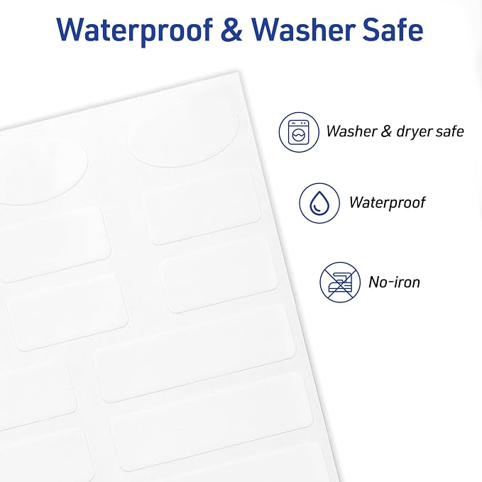 Avery No-Iron Fabric Labels, Assorted Shapes and Sizes, Washer and Dryer-Safe Waterproof Labels, Non-Printable, 45 Count (40700), (Pack of 2)