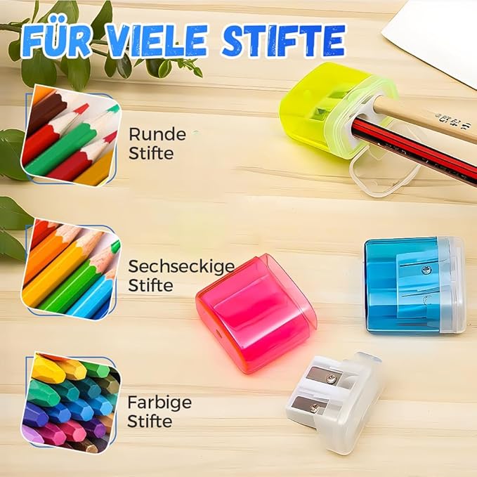 Pencil Sharpeners with Lid, Pencil Sharpeners Manual, Colored Handheld Sharpener Suitable for Kids Adults Students School Class Home Office (8pcs)