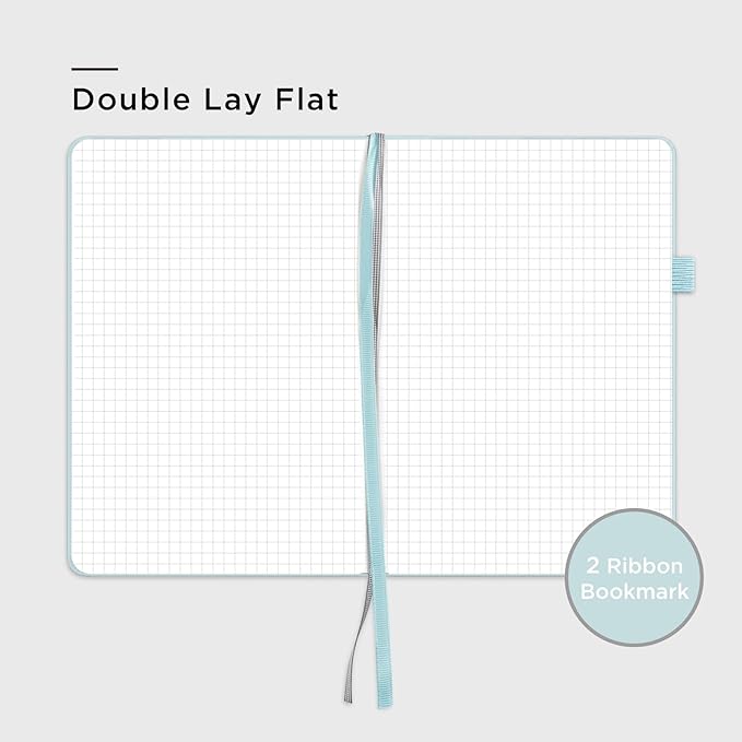 &And Per Se Graph Notebook, 5mm Grid, A5 Hardcover, 160 Pages 100gsm Thick Paper, Grid Journal for Diagrams, Wireframes, CAD Sketches (Cyan)