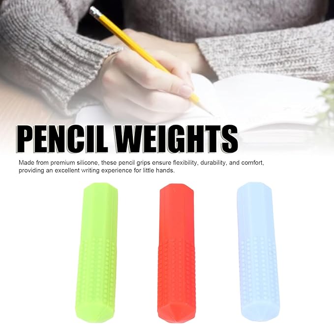 ciciglow 3 Pcs Pencil Weights Silicone Writing Grip Aid Handwriting Aid for Kids with Comfortable 3 Colors, for Teachers as Educational Tools or Classroom