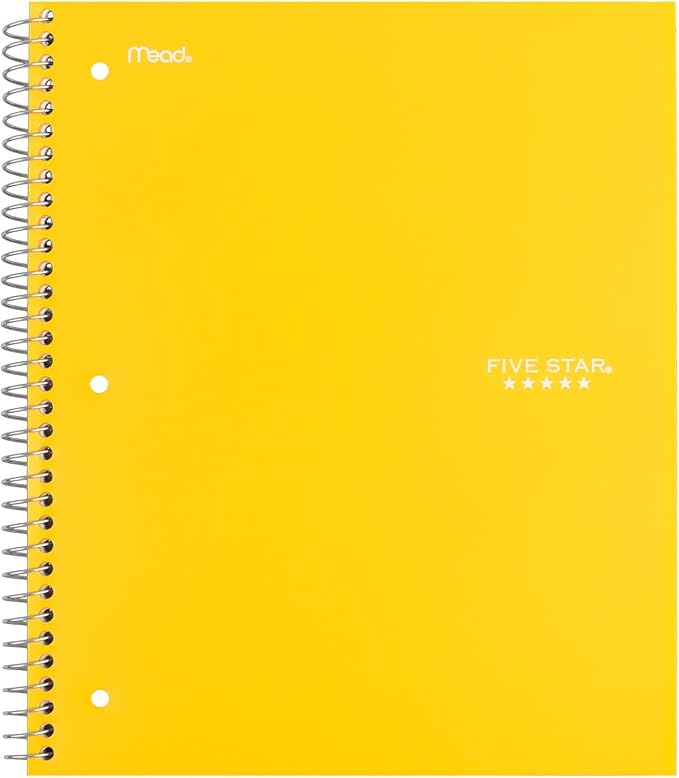 Five Star Spiral Notebook, 3 Subject, Wide Ruled, 150 Sheets | 10-1/2" x 8" Size | Harvest Yellow | Pack of 2 | Study App
