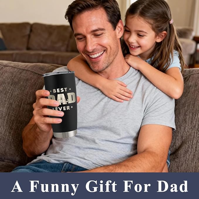 Dad Gifts for Men, Dad Tumbler Cup for Father's Day Birthday, 20 oz Stainless Steel Insulated Coffee Mug Double Wall Travel Mug with Lid