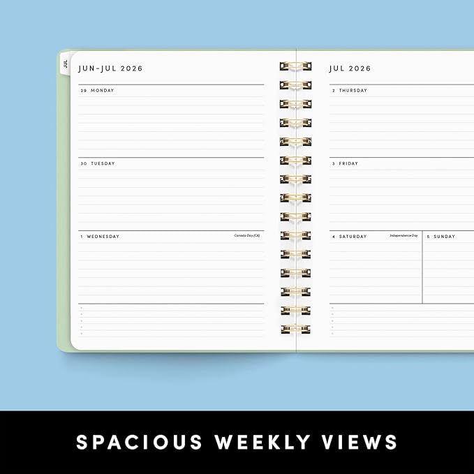 PAPERAGE Academic Planner, Weekly & Monthly Planner & Calendar, 12-Months, July 2026 - June 2027, (7" x 8"), School & Student Planning Agenda with Tabs, Bonus Pages & Inner Pocket, Dark Green