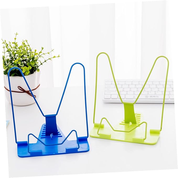 2PCS Adjustable Multi-Purpose Reading Book Stand Blue Portable Lightweight Book Bracket with - Angle for Home Study Office Dorm Library Use Smooth Rounded Surface Prevents Reading
