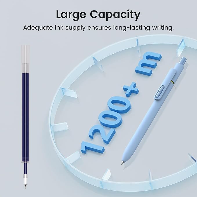 8Pcs Blue Gel Pens - 0.7mm Medium Point Blue Ink Pens | Smooth Writing - Quick Drying Retractable Pen for Men Women (Morandi - 8Pcs)