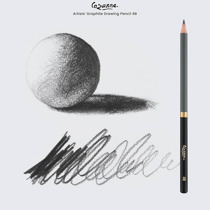 Cezanne Graphite Drawing Pencils Set - 4B, Set of 12 Break-Resistant Graphite Lead, Easy-to-Sharpen Sketch Pencils, Master Artist Quality Graphite Pencils for Technical and Artistic Drawing