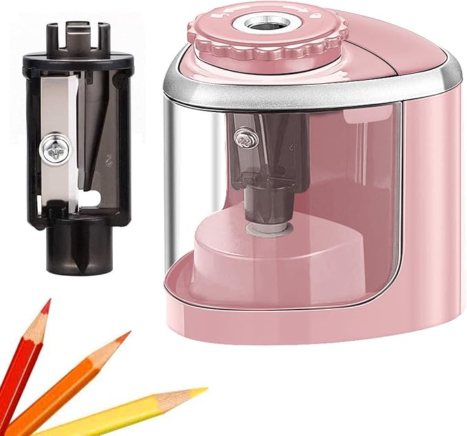 Aogwat Pencil Sharpener Electric Pencil Sharpener for Kids, Blade to Fast Sharpen, Suitable for No.2/School/Classroom/Office/Home (Pink)