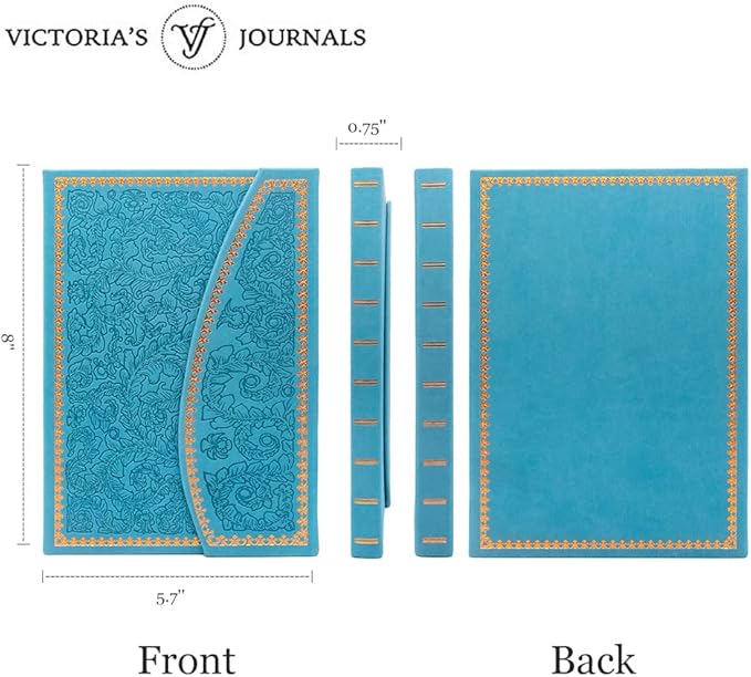 VICTORIA'S JOURNALS Magnet Journal, Carving Vintage Notebook Faux Leather Hard Cover Personal Diary Lined Pages Ribbon Bookmark, 8'' x 5.7''