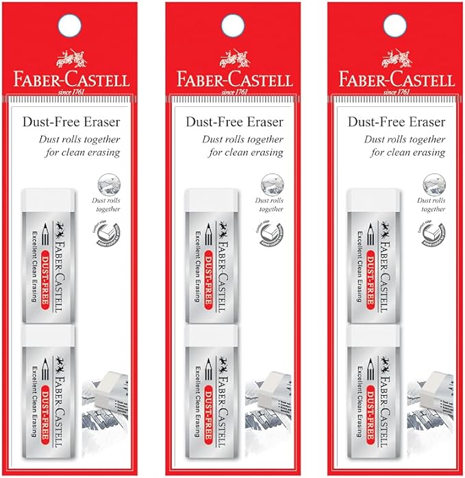 Faber-Castell Dust Free White Eraser (3X Pack of 2)