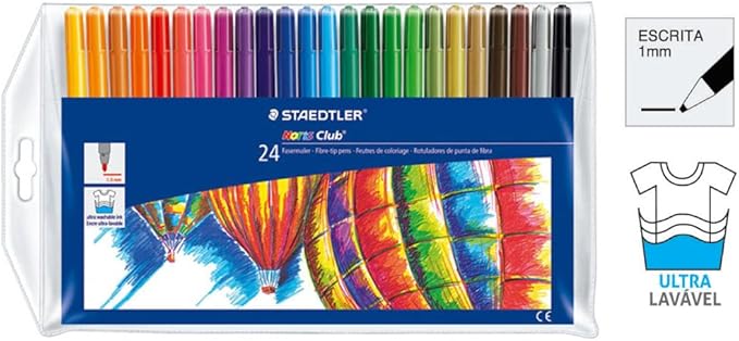 STAEDTLER Washable Felt Tip Markers for Kids, Ideal for Coloring & Drawing, 24 Pack, 325 WP24