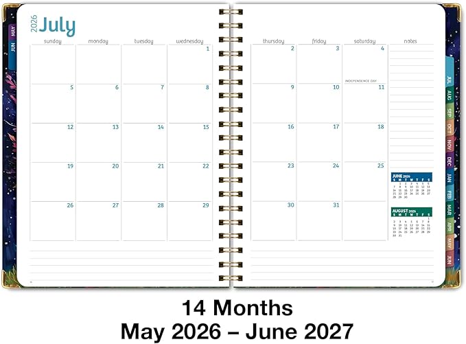 HARDCOVER Academic Year 2026-2027 Planner: 14 Months (May 2026 Through June 2027) 8.5"x 11" Daily Weekly Monthly Planner Yearly Agenda. Bookmark, Pocket Folder and Sticky Note Set (Black Tree Seasons)