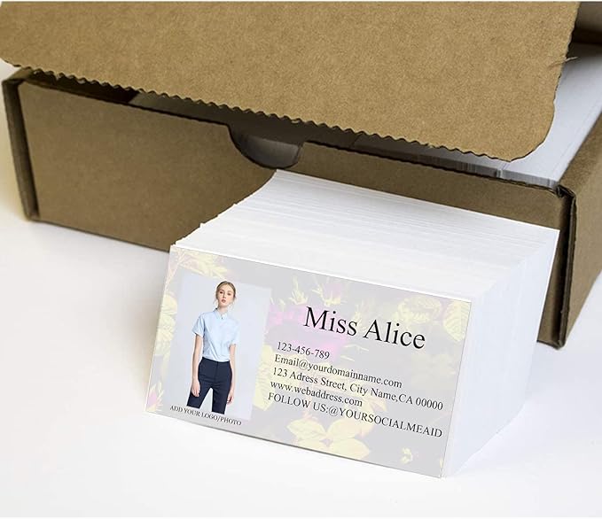 200/500Pcs Business Card Customization (Add Picture or Logo), Thick Coated Paper Business Card Double-sided Printing-2"x3.5" Inches (Color-S)