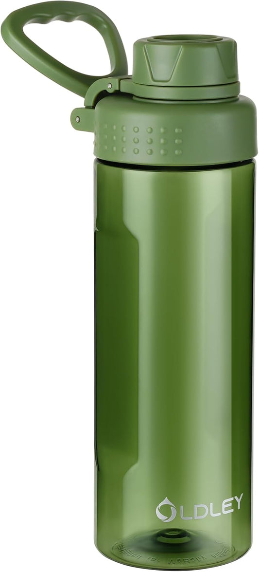 OLDLEY Water Bottles 20oz BPA Free Tritan Water Bottle with Carry Handle and Spout Lid, Leakproof Kids Water Bottle for Home,Travel, School, Outdoors, Olive Green