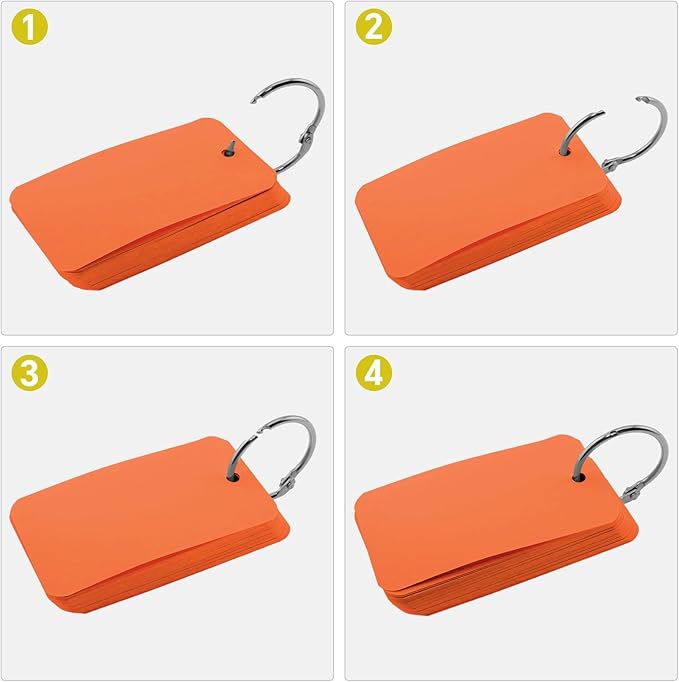 300 Pcs Index Cards with Ring, 2" x 3.5" Orange Blank Flashcards for Studying, Vocabulary, Memos, Bookmark,Greetings (Orange)