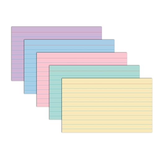 C-Line 3” x 5” Index Cards, Assorted Colors, Ruled, 100/PK (48810)