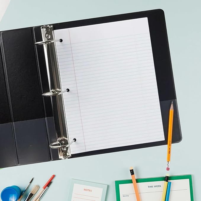 PARTH IMPEX Loose Leaf Paper, 450 Sheets, 3 Pack, 56 gsm, 8" x 10.5" Wide Ruled Filler Notebook Paper, 3 Hole Punched, 150 Sheets/Pack, Bulk Loose Leaf for 3 Ring Binders, White