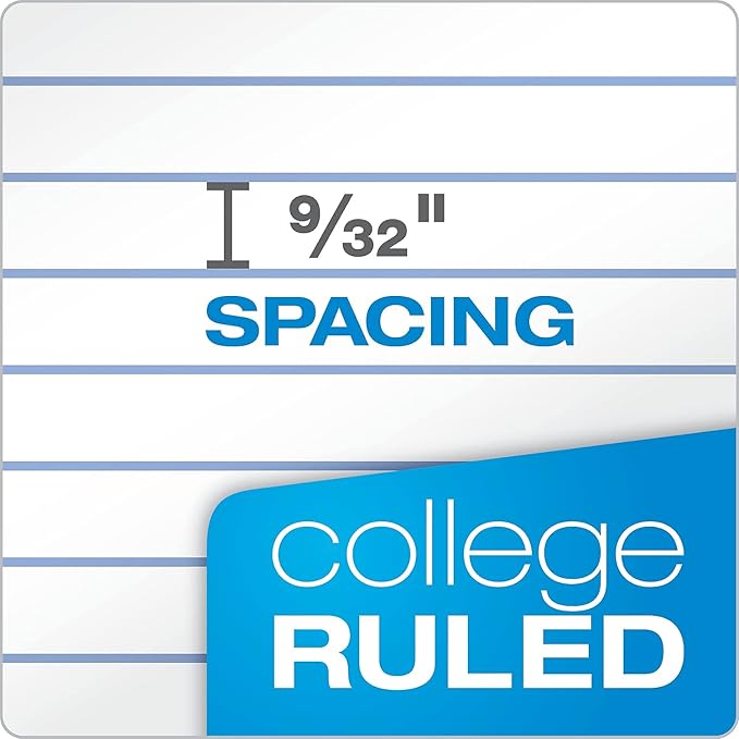 TOPS Docket Writing Pad, 8-1/2" x 11-3/4", College Rule, White Paper, 3-Hole Punched, 100 Sheets (63384)