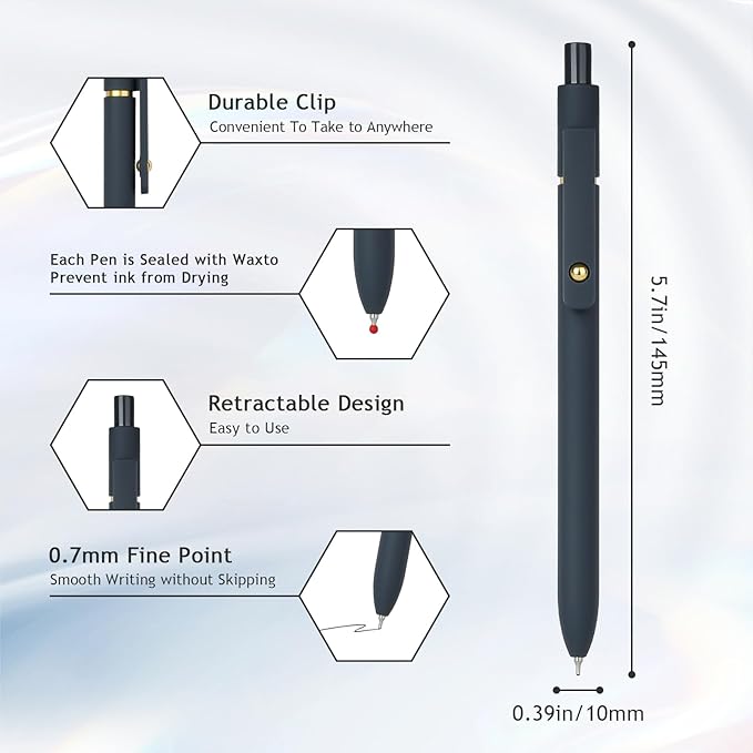 Ddaowanx Gel Pens, 0.7mm Quick Dry Fine Point Smooth Writing Pens, Cute Office School Supplies Gifts for Women (12 Pcs Black White Gray, Black)