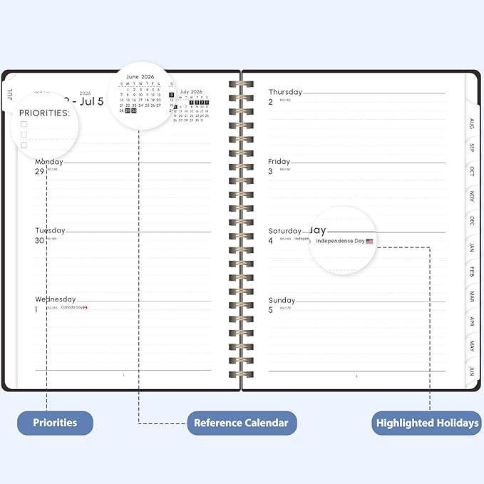 Planner 2026-2027, Weekly and Monthly Academic Planner, July 2026 - June 2027, Hardcover Calendar Agenda Book for School Year Planning, School Supplies for Teacher and Student, A5(6.3'' x 8.5'')