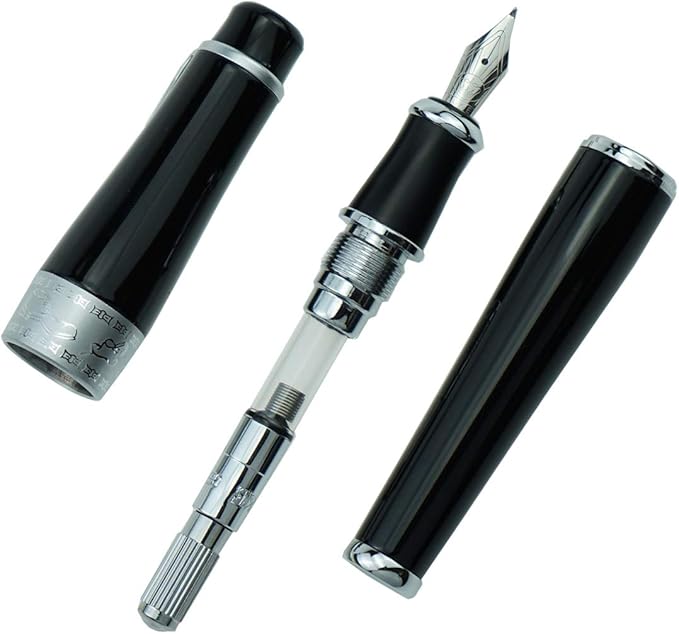 Asvine Charlie Chaplin Commemorative Black Fude Pen, Chinese Calligraphy Bent Nib Black Fountain Pen Fine to Broad by Duke