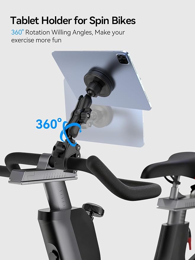 OHLPRO Magnetic Tablet Holder for Mic Stand,360° Adjustable Microphone Music Stand Phone Holder Mount,Tablet Mount Clamp for Bikes,Treadmill, Stroller, Cabinet, Fits MagSafe, All Tablets,Phones
