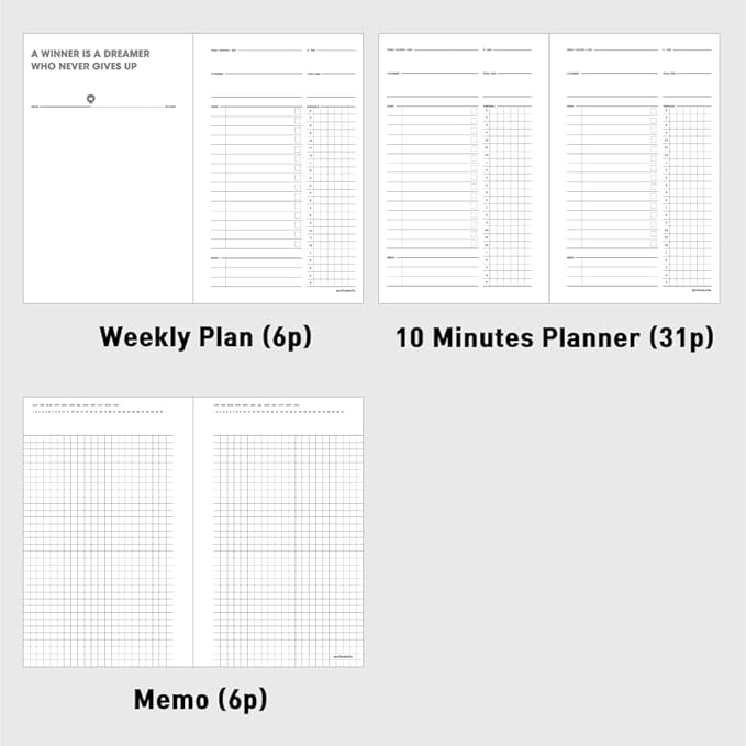 motemote 10-Minute Planner 31 DAYS – Undated Daily Planner with Time Blocking, Goal Setting & Reflection – Boost Productivity & Build Better Habits in Just 10 Minutes a Day, Lightweight & Portable, Study Plan, Color Chip Edition (Dream Catcher)