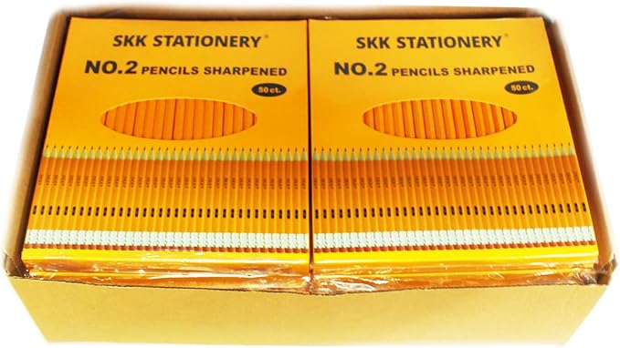 SKKSTATIONERY 600 Count Pre-sharpened #2 Pencils with Erasers – 12 Small Boxes of 50, Bulk HB Lead Pencils for Classroom, Teacher Supplies & Back to School – No.2 Pencil Set