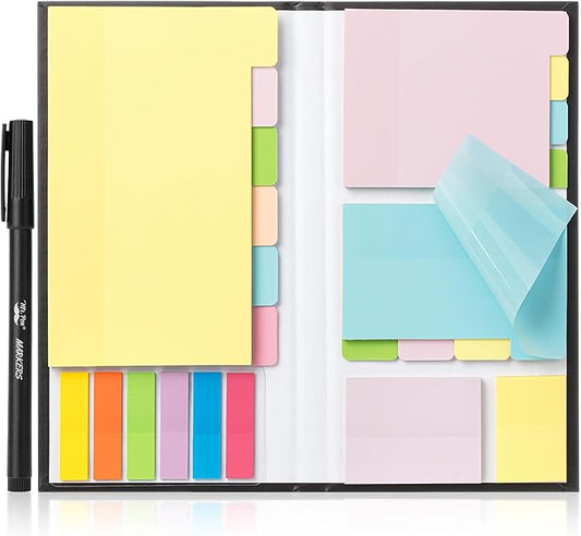 Mr. Pen- Transparent Sticky Notes Set, 380 Pack, Transparent Sticky Notes Tabs with Black Fineliner Pen for Bible Study, Office, School, Planning, Journaling & Organization