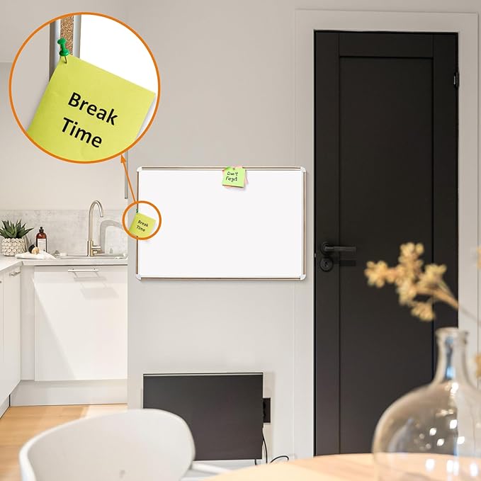 Large Magnetic White Board for Wall,Aluminum & Cork Strip Frame Whiteboard for Office,Presentation Dry Erase Board Wall Mount,Large Whiteboard for School Classroom Huge Whiteboards (18" W x 12" H)