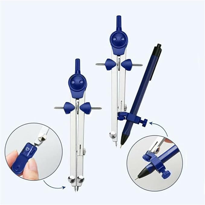 BABETT Drawing Compass Drafting Tools Compass Drawing Set Professional High Precision Metal Compass Pencil Compass Drawing Set Office Stationery Compass Indexer Math Ruler Kit