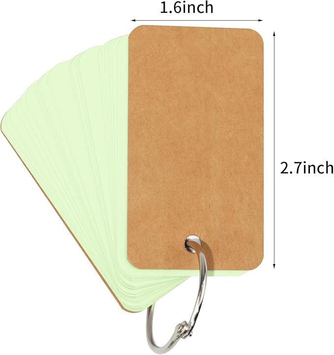 6 Pack Colored Flash Cards with 300 Sheets Study Cards, 2.7 * 1.6 Blank Notecards with Binder Ring, for DIY Greeting Cards, Kindness cards, and Study Cards
