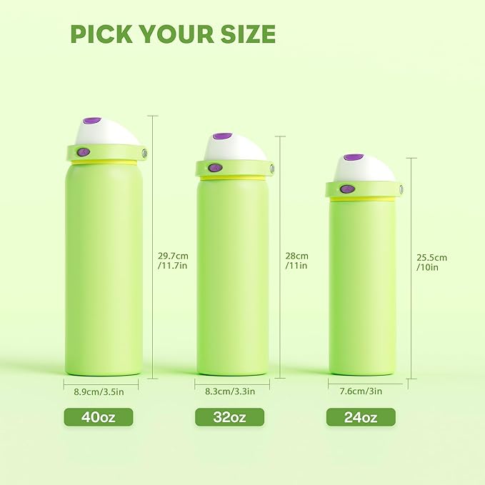 POWCAN 24 oz Insulated Water Bottle: 2-in-1 Push-Button Spout & Quick-Flip Straw, Leakproof, Cold 24Hrs, Lockable, Fits Car Cup Holder, Stainless Steel Cup for Sports, Travel, Daily Use (Scare School)