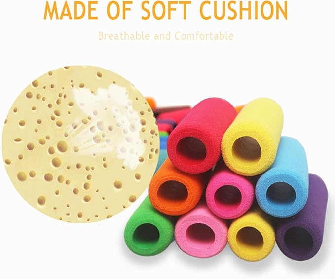 Soft Cushion Pencil Grips 40 Pcs Writing Drawing Aid Pen Holder for Kids, Students, Adults Random Assorted Color