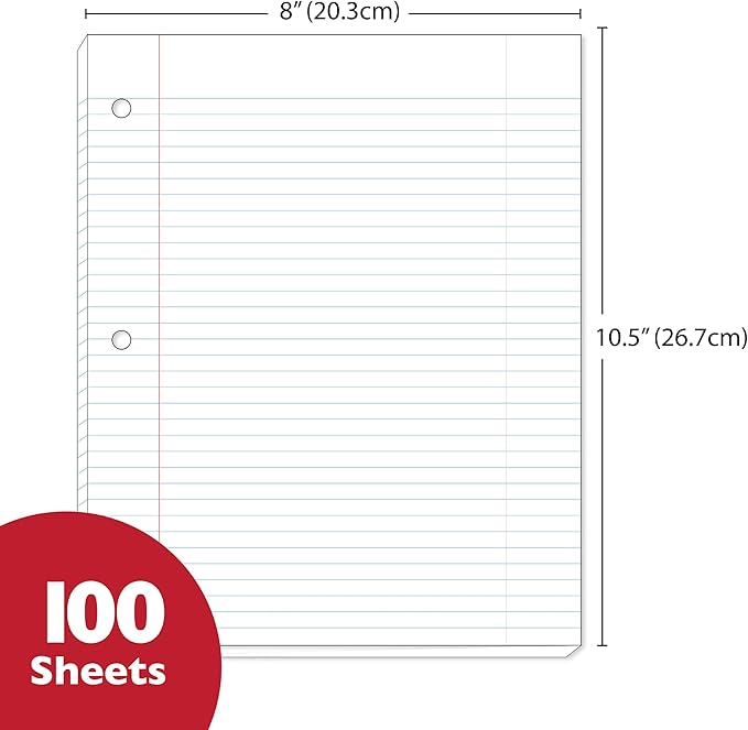 BAZIC W/R 100 Count Filler Paper,White