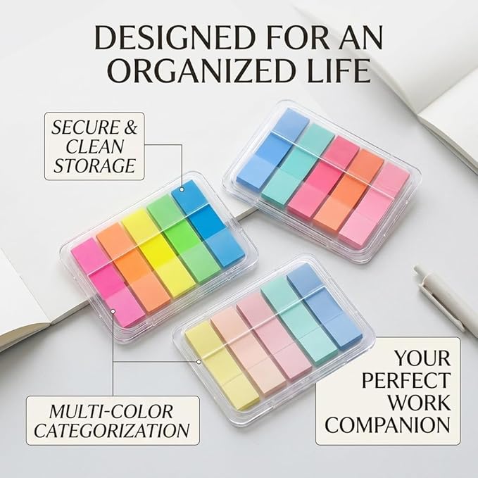 300Pcs Aesthetic Sticky Tabs for Annotating Books, Colorful Transparent Page Markers & Flags, Clear Index Note Stickers for Bible, Notebooks & Reading, Small Mini Pop Up Tab Set
