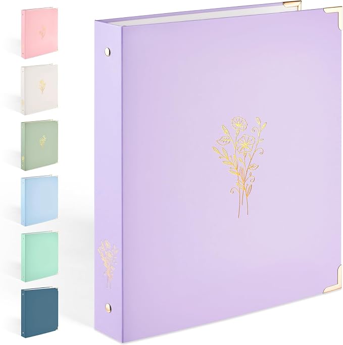 Sooez 3 Ring Binder 1 Inch with Foil Stamping & Metal Corner, Letter Size