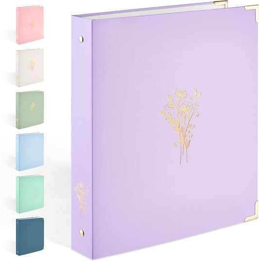 Sooez 3 Ring Binder 1 Inch with Foil Stamping & Metal Corner, Letter Size