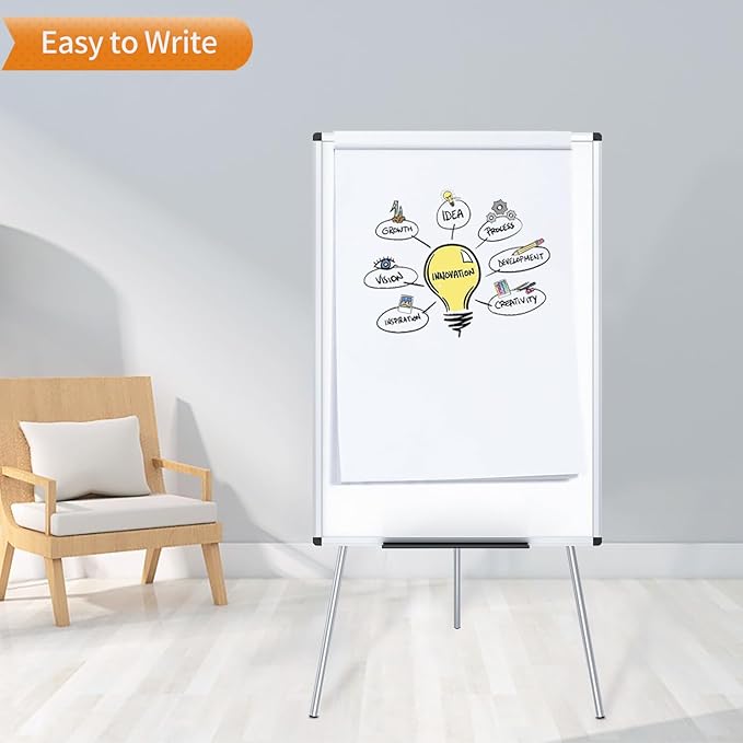 VIZ-PRO Magnetic Whiteboard Easel, 36 x 24 Inches, Portable Dry Erase Board Height Adjustable for School Office and Home