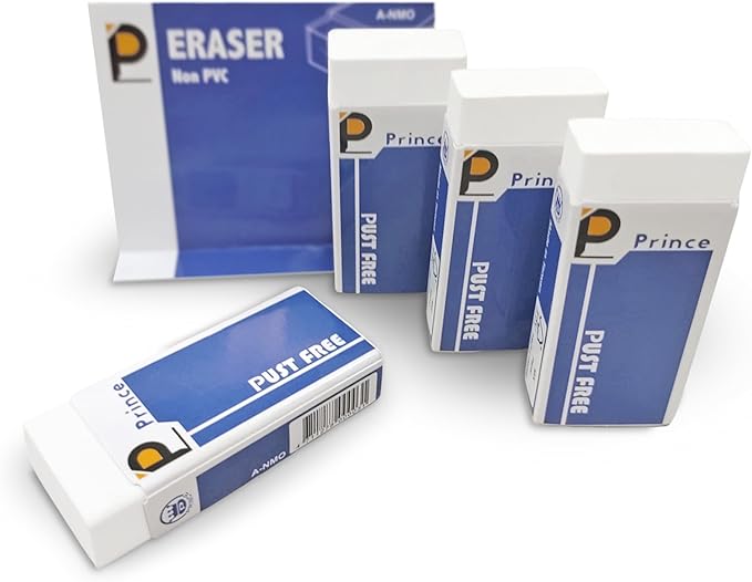 Prince 3 Pack Large Erasers, Eco-Friendly TPE Non-PVC Smudge-Free Large Erasers, Soft & Clean Erasing for Tests, Homework, Art Sketching, School Supplies & Office Tasks